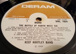 KEEF HARTLEY BAND - THE BATTLE OF NORTH WEST SIX LP VINYL DERAM MONO DML 1054 2