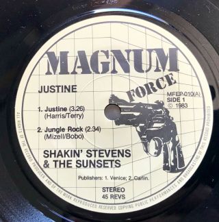 Shakin’ Stevens And The Sunsets 7” Vinyl EP “Justine” VERY RARE BLUE SLEEVE 3