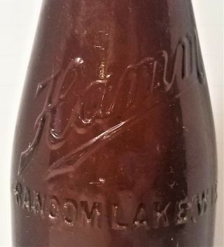 Hamm Brewery Crown Top Beer Bottle Pre - Prohibition Embossed Random Lake Wis