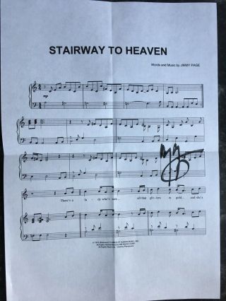 Jimmy Page Signed Autograph Stairway To Heaven Led Zeppelin Music Sheet