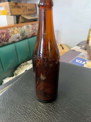 Vintage Pre - Pro Amber Glass Oertels Beer Bottle - 12oz
