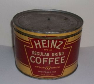 Vintage Heinz 57 Pittsburgh Pa Empty 1 Lb.  Keywind Coffee Can