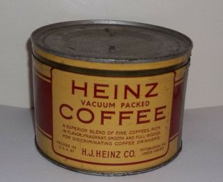Vintage Heinz 57 Pittsburgh PA Empty 1 lb.  Keywind Coffee Can 2