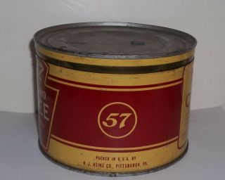 Vintage Heinz 57 Pittsburgh PA Empty 1 lb.  Keywind Coffee Can 3