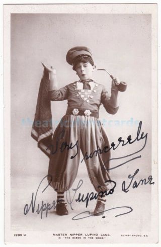 Music Hall Comedian Nipper Lupino Lane The Babes In The Wood.  Signed Postcard