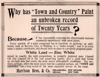 Early Ad Harrison Brothers Co Town And Country Paint White Lead