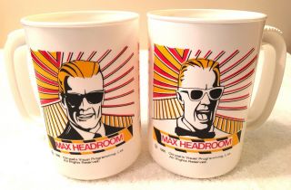 Two Rare 1986 Vintage Max Headroom Coffee Cups (has 2 Different Heads On Cups)