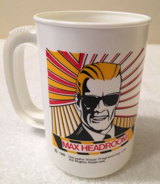 TWO RARE 1986 Vintage MAX HEADROOM Coffee Cups (Has 2 different heads on cups) 2