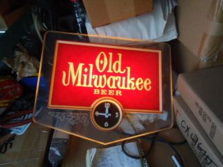 Antique Old Milwaukee Beer Light Bar Sign Rare Clock Man Cave