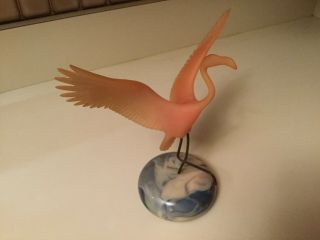 1985 Mooon Stone Egg By John Perry Rare Wire Stone Sculpture Soaring Flamingo