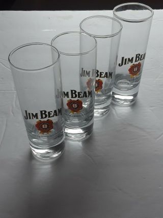 Jim Beam Tall Shot Shooter Glasses Set Of 4 Bar