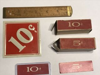 Antique 10 Cent Sign Tin Paper 5 & 10 Cent Paper Labels Nos 1940’s General Store