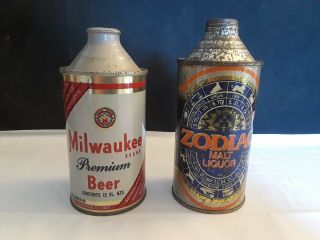 Old Vtg Collectible Milwaukee Premium Beer Zodiac Malt Liquor Empty Beer Cans