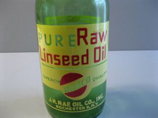 J H Rae Oil Co.  Acl Linseed Oil Bottle - Rochester Ny