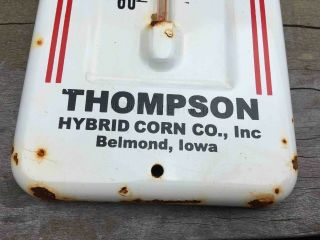 Old Thompson Tomahawk Corn Hybrids Metal Advertising Thermometer Belmond Iowa 2