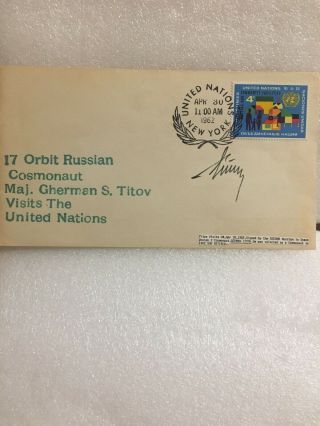 Gherman Titov Signed Cover Cosmonaut 2nd Russian In Space