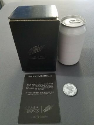 Game Of Thrones Mountain Dew Can,  Insert Card & Coin