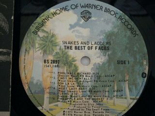 The Best Of FACES Snakes And Ladders Vinyl WARNER BROS LP Rod Stewart Ron Wood 2