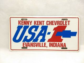 Vintage Usa - 1 Kenny Kent Chevrolet Dealership License Plate - Evansville Indiana