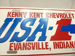 Vintage USA - 1 Kenny Kent Chevrolet Dealership License Plate - Evansville Indiana 7