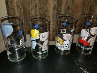 Set Of 4 Vintage E.  T.  Drinking Glasses Pizza Hut Limited Edition 1982