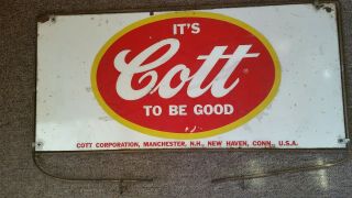 Vintage Double Sided Tin Cott Soda Advertising Sign Manchester N.  H Haven Con