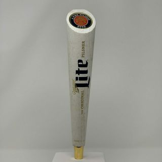 Miller Lite 12in White Washed Wood Tap Handle [chipped Damage]