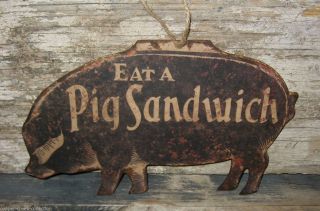 Pig Sandwich Tin Sign/message Board Primitive/french Country Farm Wall Decor