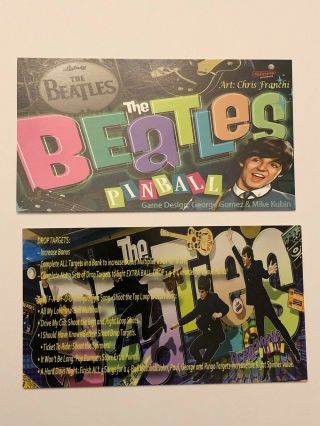 The Beatles Beatlemania Stern Pinball Apron Instruction Cards