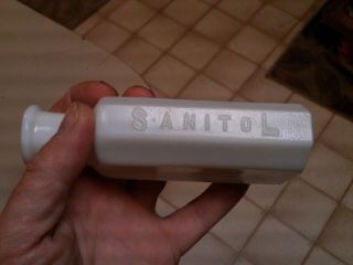 Antique Milk Glass Medicine Bottle Sanitol For The Teeth Applied Top Milk White