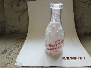San - A Pure Dairy,  Findlay,  Ohio One Quart Milk Bottle