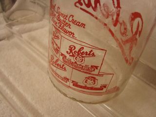 ROBERTS ONE QUART MILK BOTTLE BB48 SWEET CREAM BUTTER GRAPHICS 2 SIDES RED VERY 5