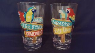 Set Of 2 Margaritaville Parrot Acrylic Glasses Key West Jimmy Buffett L@@k