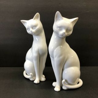 Vintage Otagiri Japan White Cat Figurine Set Of 2 8.  25” Tall Ceramic Omc