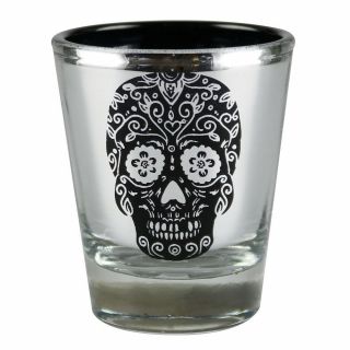 Day Of The Dead Metallic Sugar Skull Party Shot Glass Novelty Joke Gag Gift