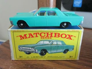 Vintage Lesney Matchbox Lincoln Continental 31 In The Box.