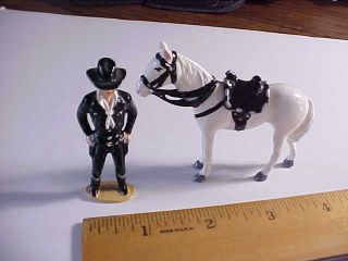 1950s Hopalong Cassidy And Horse Die Cast Metal Hand Painted Toy Figures Fine