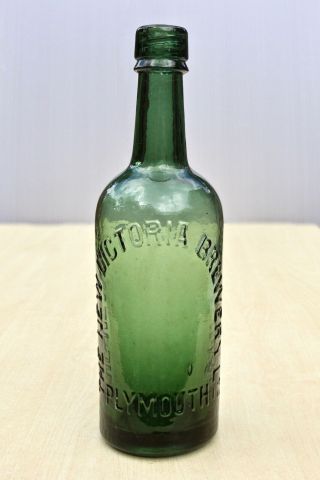 Vintage Scarce The Victoria Brewery Plymouth Devon Pint Green Beer Bottle