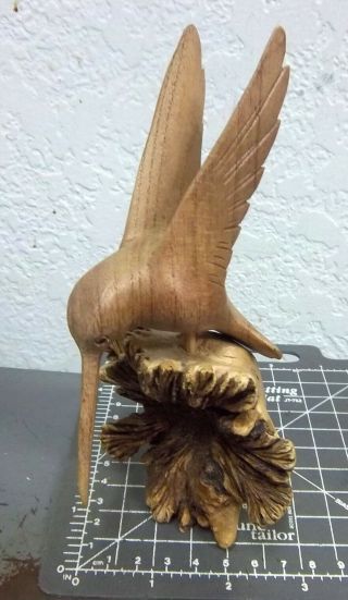 Hand Carved Hummingbird On Wood Burl - Awesome Piece Of Art,  Pretty Home Decor