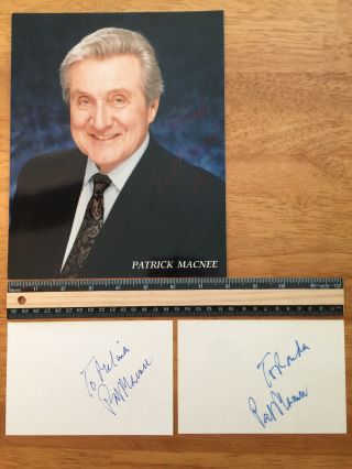 3 Patrick Macnee Hand Signed Autograph - A Collectors Must Have