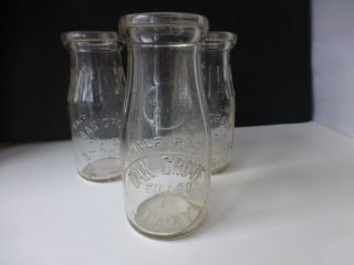 Vintage Glass Half Pint Milk Bottles Oak Grove Dairy Wisconsin 3 Bottles