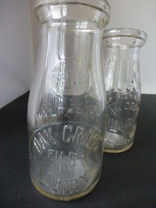vintage glass half pint milk bottles oak grove dairy Wisconsin 3 bottles 3