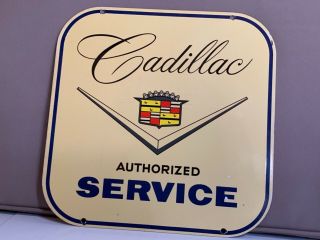 12in Cadillac AUTORIZED SERVICE DEALER PORCELAIN ENAMEL SIGN 6