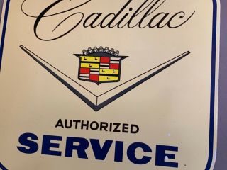 12in Cadillac AUTORIZED SERVICE DEALER PORCELAIN ENAMEL SIGN 7