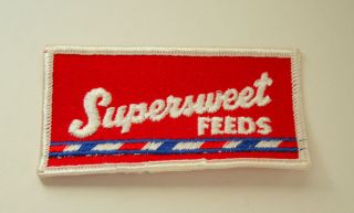Vtg Supersweet Feeds Farm Animal Food Cloth Patch Nos 1970s
