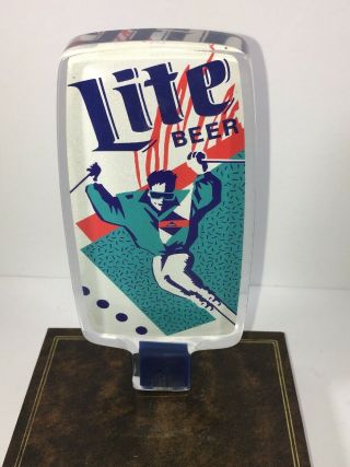 Miller Lite Beer - Lucite Tap Handle: Skier - Condition: Vivid Graphic