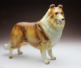 Sable And White Rough Collie Porcelain Dog Figurine Made In Japan