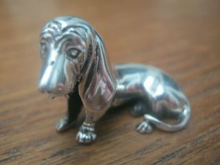 Good Sized Birmingham Hallmarked Sterling Silver Study Of A Basset Hound Dog