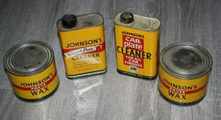 4 Old Vintage Cans S.  C.  Johnson,  Racine Wi.  Floor Varnish,  Crack Filler,  Wax