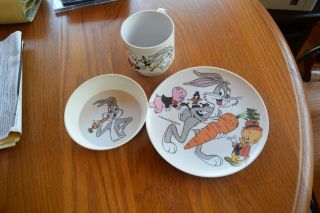 Vintage Looney Tunes Mug,  Bowl & Plate Bugs,  Sylvester,  Porky Pig Daffey,  Elma